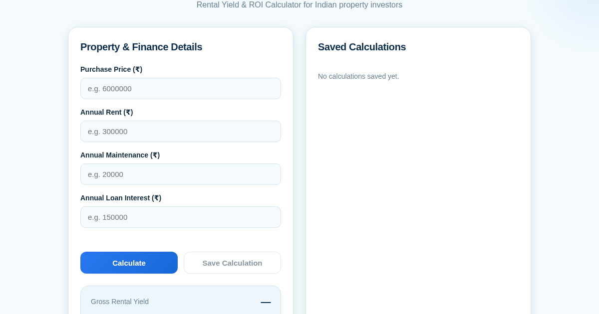 YieldMeter — Rental Yield & ROI Calculator